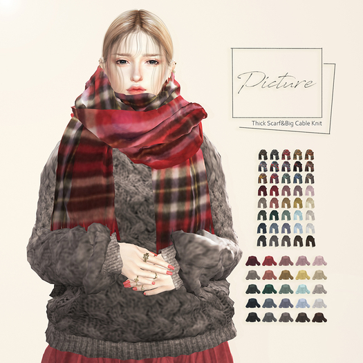 Picture / Thick Scarf&Big Cable Knit
