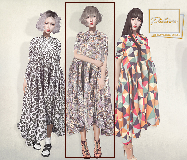 Picture - Asymmetric Dress / Paisley pattern
