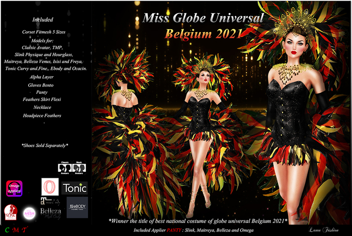-Lamu Fashion-Outfit *Show Girl* Miss Belgium 2021 DEMO