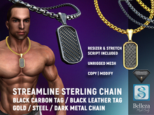 [7/11] Streamline Sterling Chain With Leather Carbon Tag