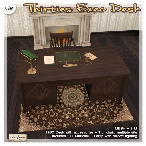 [V/W] Thirties Exec Desk - 1930 Art Deco style desk with accessories - Vintage Mesh furniture