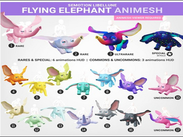 SEmotion Libellune Flying Elephant Animesh #2 RARE