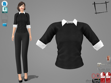 Dae Obj FBX For Women's Black Sweater Roled Sleeves White Shirt Combo Slink, Maitreya, Legacy, Belleza