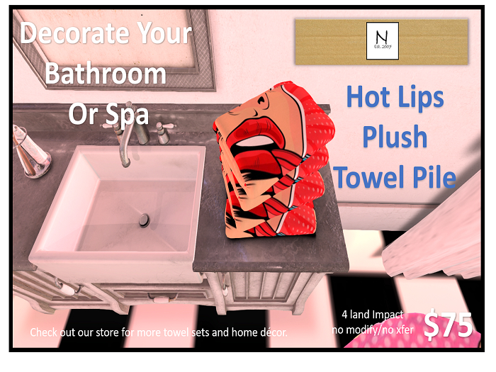 Lips Red  Pool/Bath/Spa Plush Towels Pile