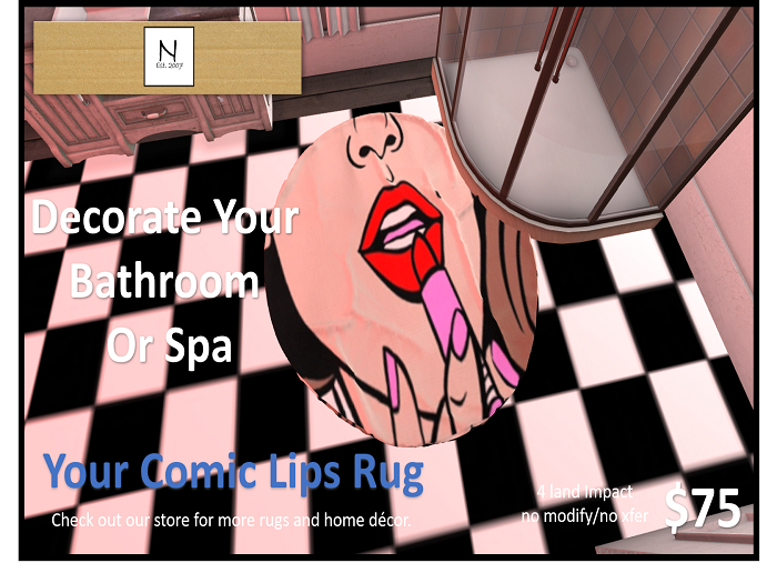 Cartoon Lips Rug - Round