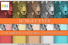 Jungle Eyes Matching Kit 15 Seamless Textures NM Striped Cheetah Animal Africa Patterns Fabrics