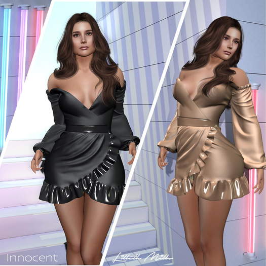 LM INNOCENT - Neutrals - Off Shoulder Wrap Dress for Kupra Maitreya Petite Freya Hourglass