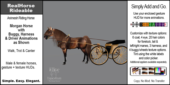 *E* RealHorse Rideable Morgan Goddard Buggy [Add & Click]