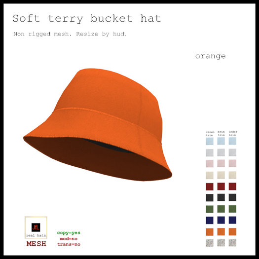 JfL Soft terry bucket hat _orange_BOXED