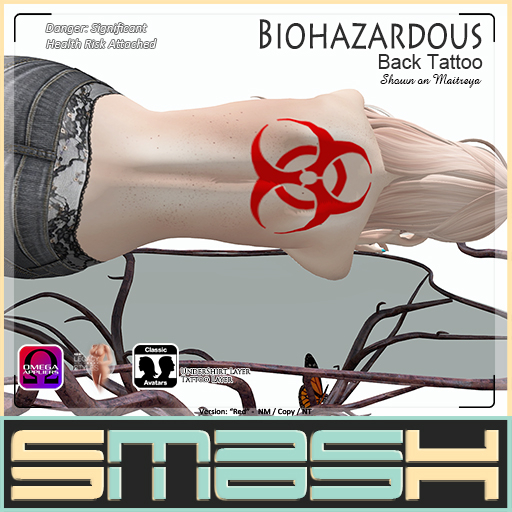 SMASH Back Tattoo-Biohazardous (Red) - BOXED