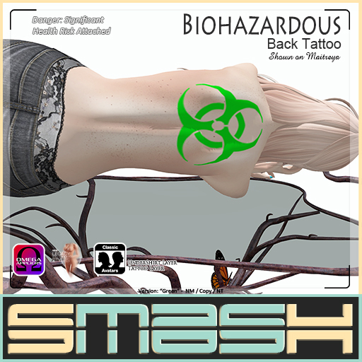 SMASH Back Tattoo - Biohazardous (Green) BAG