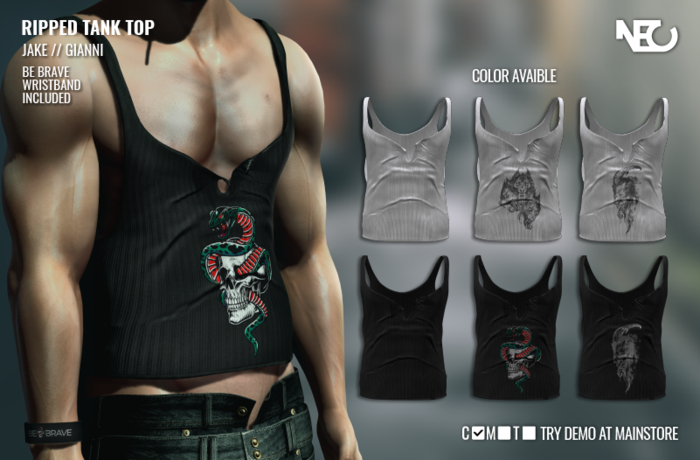 NEO: Ripped Tank-White Baphomet 