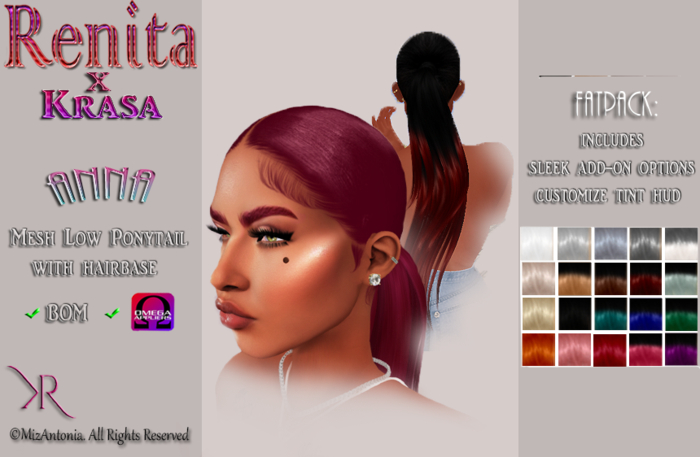 LaRenitaxKrasa: Anna Low Ponytail Hair FATPACK