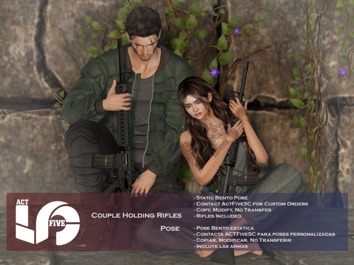 ACT5-689-Couple Holding Rifles Pose BOXED 