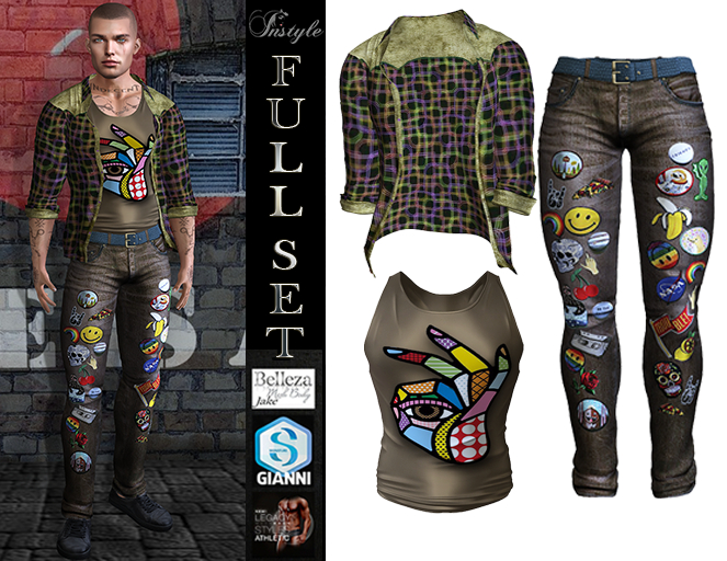 Sale 50%-InStyle- SET Shirt&TankTop&Jeans -v3