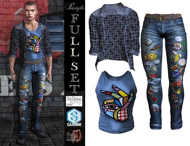 Sale 50%-InStyle- SET Shirt&TankTop&Jeans -v4