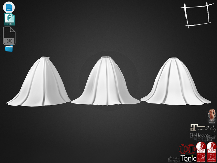 Dae Obj FBX For Ribbon Tie Belt Long and Wide Skirt Slink, Maitreya, Belleza, Tonic, Legacy,
