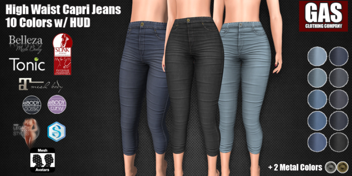 GAS [High Waist Capri Jeans Match- 10 Colors w/HUD]
