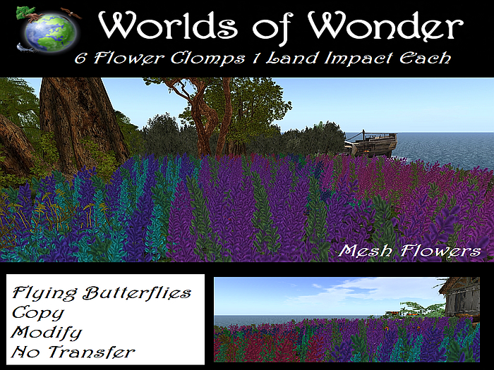 WoW 6 Mesh Flowers & Butterflies