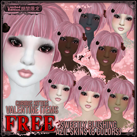 [FREE] =^.^= Curious Kitties - [Limited Edition] Sweetly Blushing Azil Valentine Skins