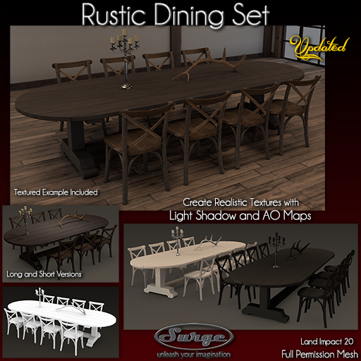 Rustic Dining Set - For Builders - Full Permission