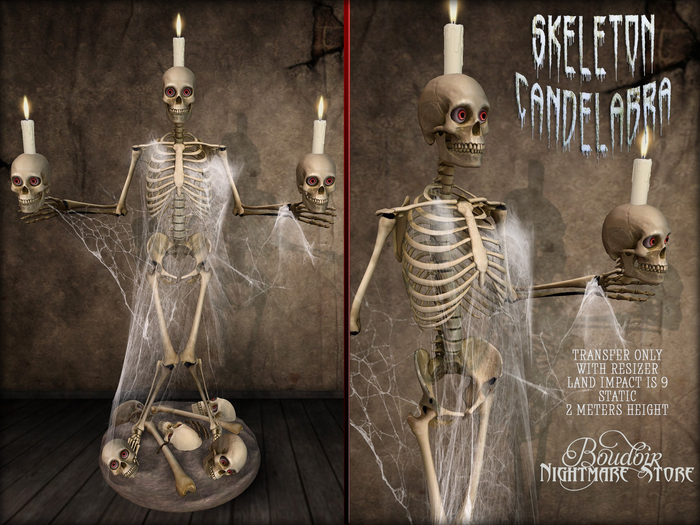 Boudoir Halloween-Skeleton Candelabra