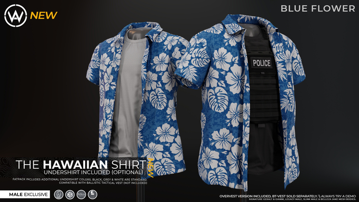 WAZ - Hawaiian Shirt (Blue Flower)