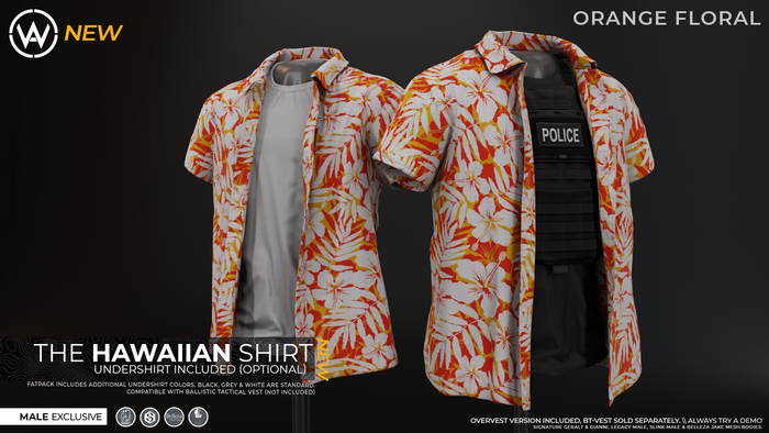 WAZ - Hawaiian Shirt (Orange Floral)
