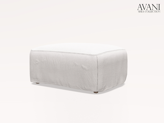 Avani Shea Collection Low Pouf, Optic White