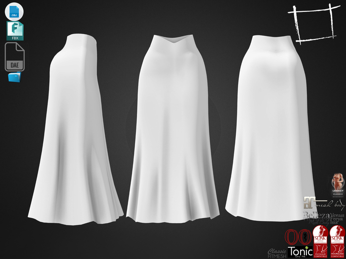 Dae Obj FBX For Women's Long Loose Skirt Slink, Maitreya, Belleza, Tonic, Legacy,
