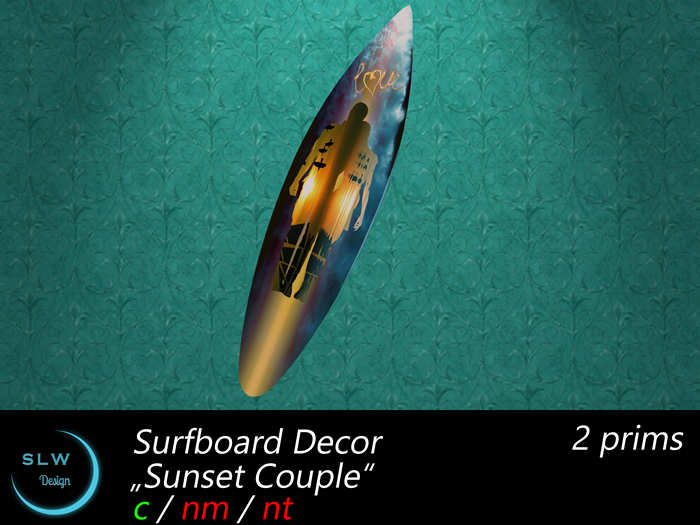 SLW Design - Surfboard Decor Sunset Couple