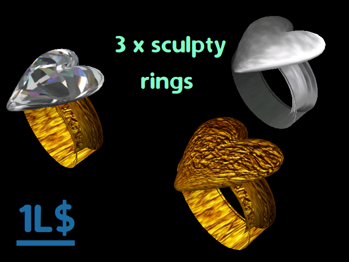 Sculpty Heart Ring Gold , Silver & Diamond