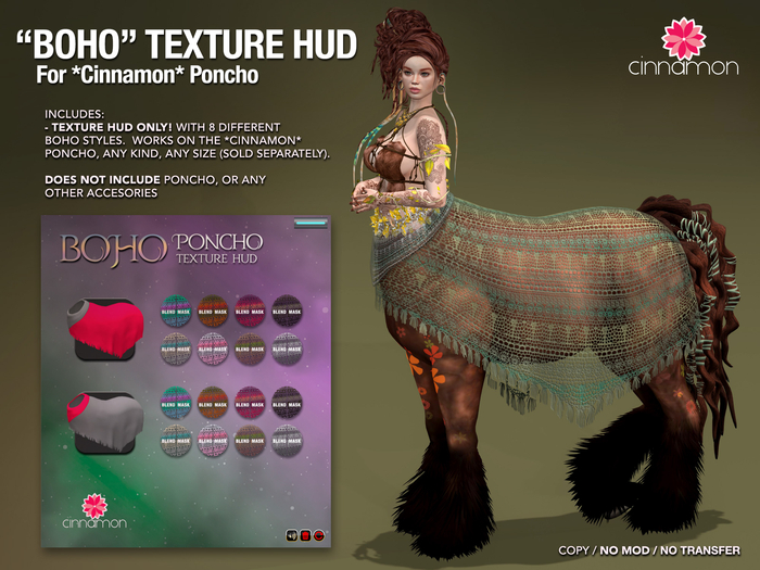 *CINNAMON* Poncho - Boho Texture HUD