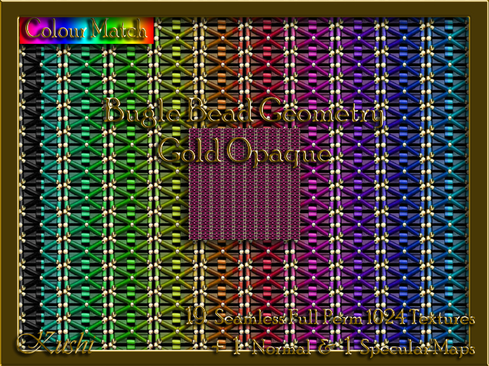 Bugle Bead Geometry Gold Opaque Seamless Texture Set