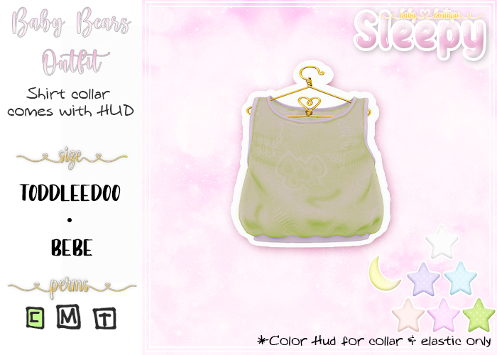 Sleepy. Baby Bears Shirt Green