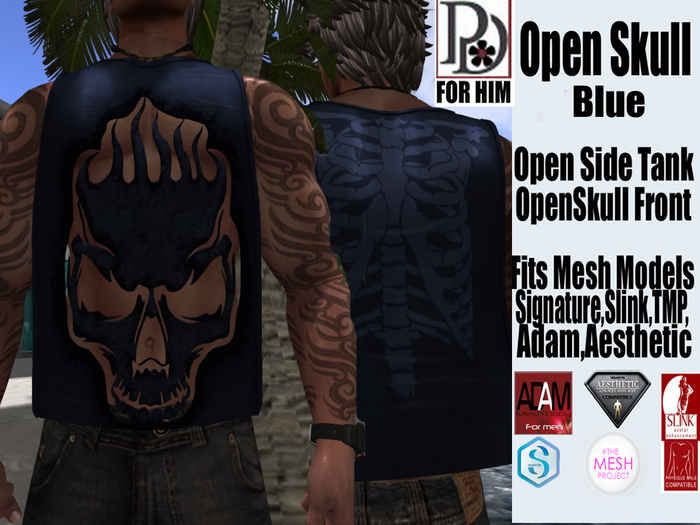 !PD-OpenSkull Tank-Blue