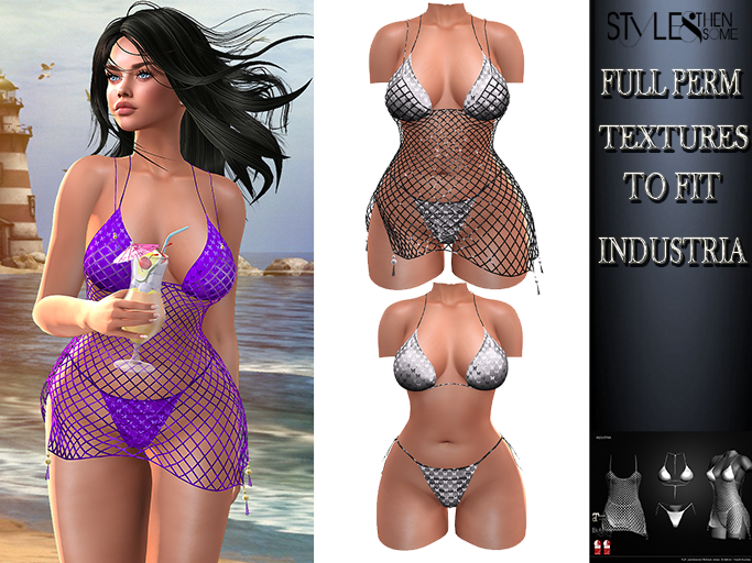 STYLES-INDUSTRIA Fishnet dress & bikini-Texture FULL PERM V1.3