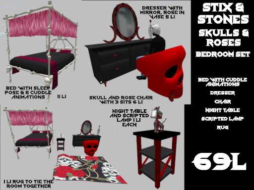 ~S&S~ Skulls And Roses Furniture Set