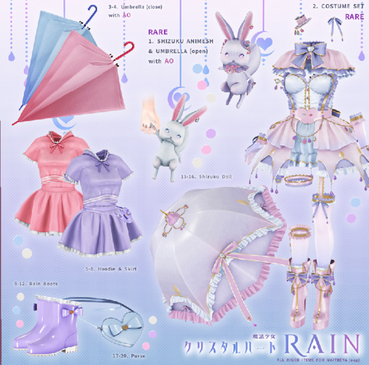9.SallieLanguage/Crystal Heart Rain/Rain boots-blue