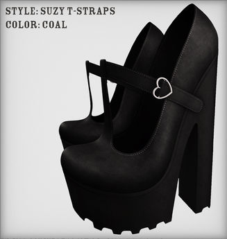 Second Life Marketplace - friday - Suzy T-Straps (Coal)