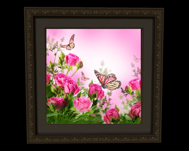 Pink Roses and Butterflies Art
