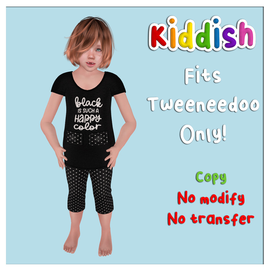 Kiddish Tweeneedoo Black Tee and Capris 