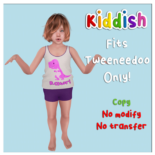 Kiddish Tweeneedoo Rawr Purple Tank and Shorts 