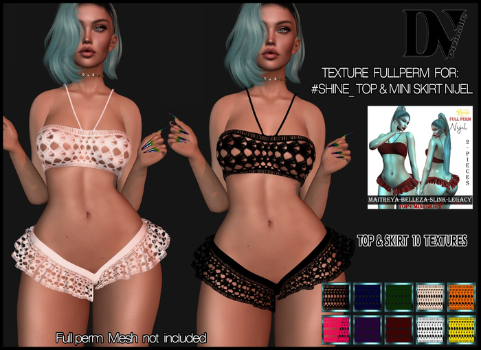 DV- #SHINE_ TOP & MINI SKIRT NIJEL -TEXTURES