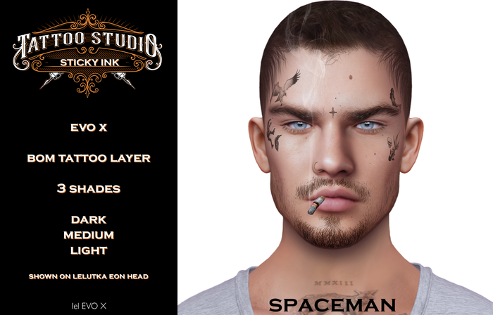 Sticky Ink "Spaceman" Face Tattoo EVO X