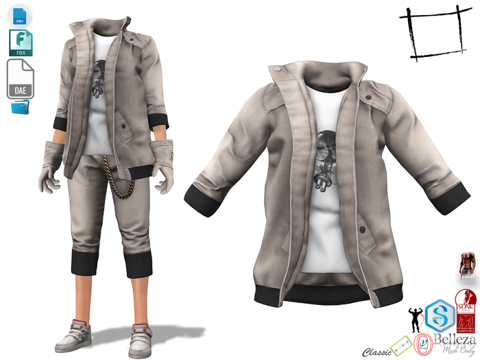 Dae Obj FBX Men's Hip Hop Street Style Jacket With Top Slink Male, Belleza Jake, Signature Gianni