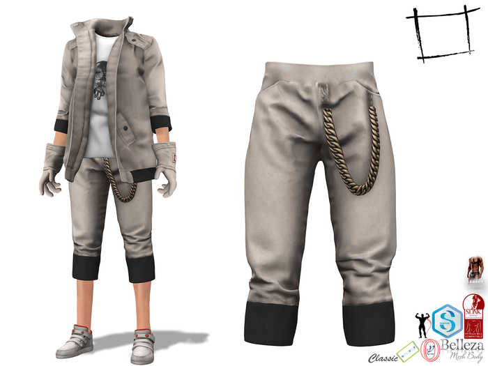 Men's Street Style Capri Pants With Chain Slink Male, Belleza Jake, Signature Gianni, Legacy Male 