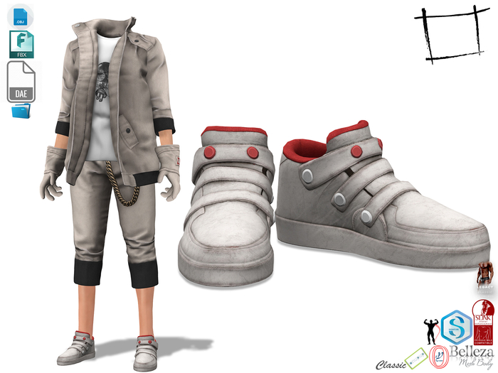 Dae Obj FBX Men's Street Style Chunky Shoes Slink Male, Belleza Jake, Signature Gianni, Legacy Male