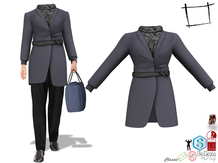Men's Tied Belt Fashionable Coat With Cowl Neck Top Under Slink Male, Belleza Jake, Signature Gianni