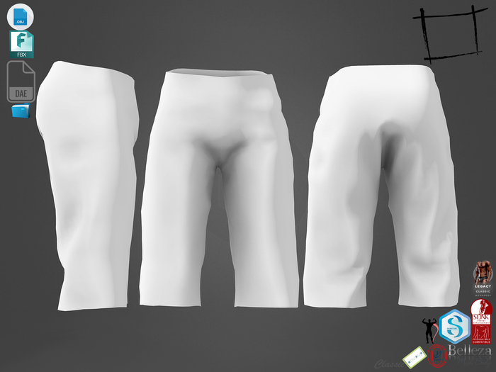 Dae Obj FBX Men's Huckleberry Short Pants Slink Male, Belleza Jake, Signature Gianni, Ocacin Gamit